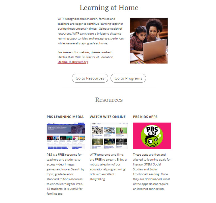 Screenshot of WITF's Learning at Home