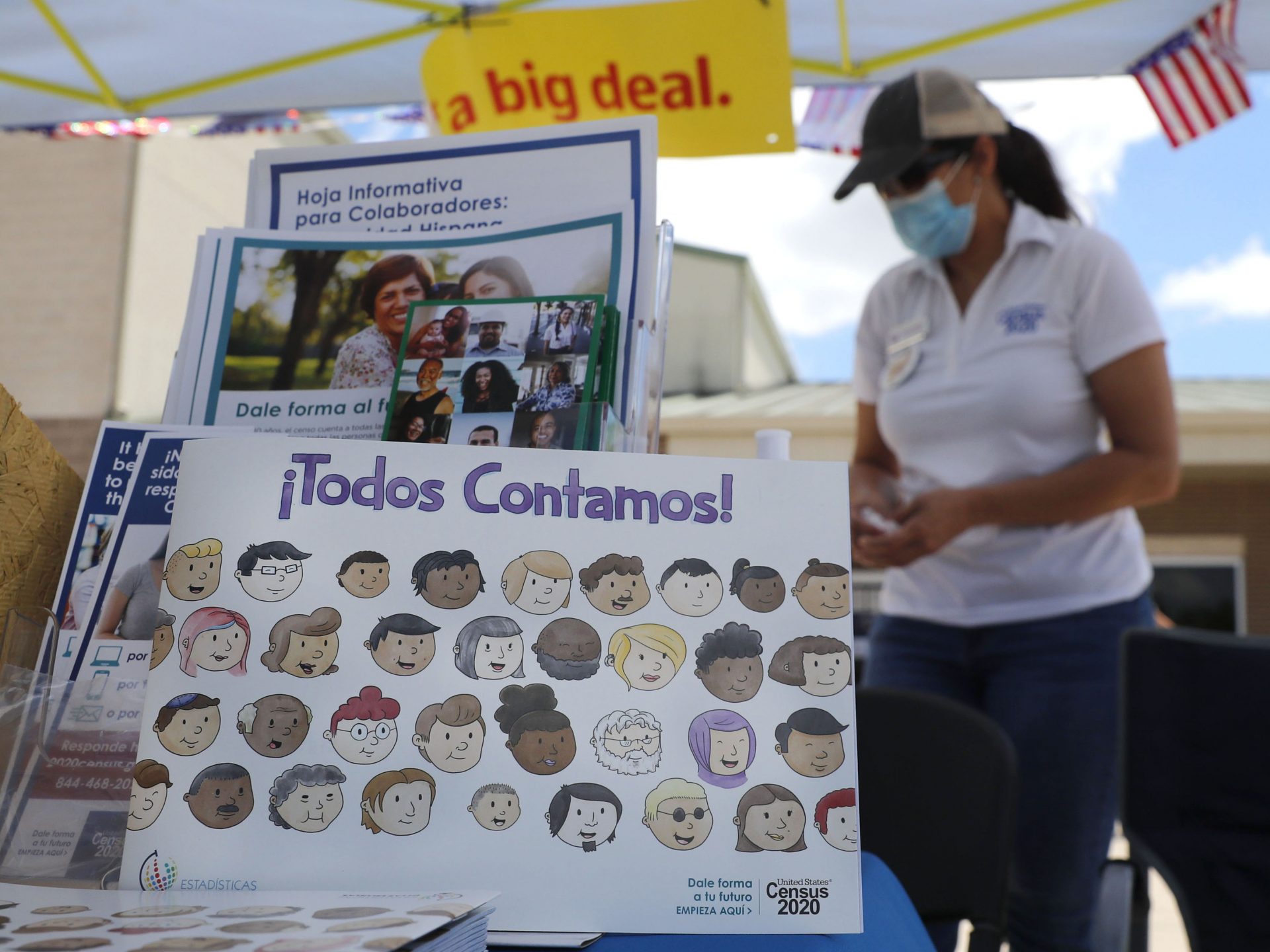 A children's book is displayed at a U.S. Census walk-up counting site set up for Hunt County in Greenville, Texas, Friday, July 31, 2020.