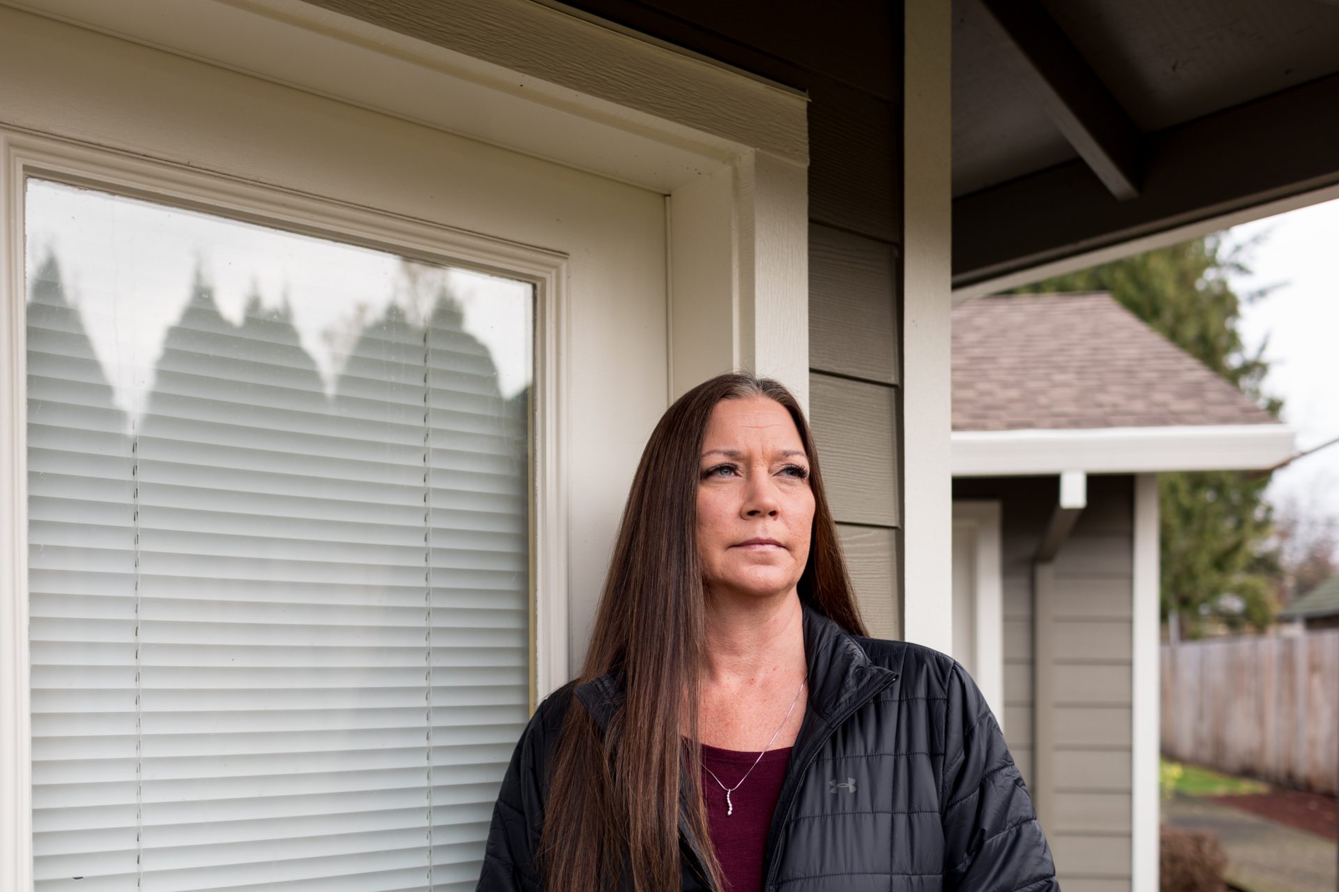 Kimberly Conger, RN, and Sarah McSweeney's provider of services, outside McSweeney's group home in Oregon City, Oregon on Tuesday, November 24, 2020. "She loved to get her hair done and she just finished Discovery for employment," said Conger.