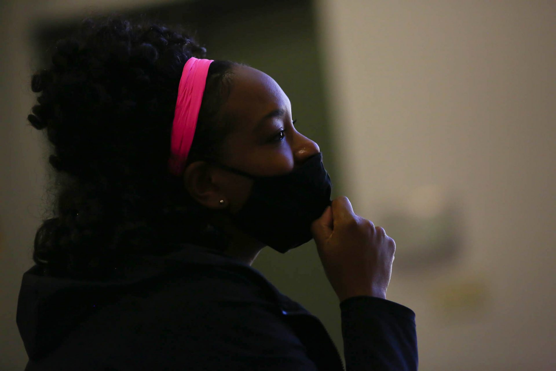 Jessica Newton, who formed an adventure group to encourage other Black women to enjoy the outdoors, listens during a first aid class at Bear Creek Regional Park in Colorado Springs, Colorado, on Oct. 24, 2020. 