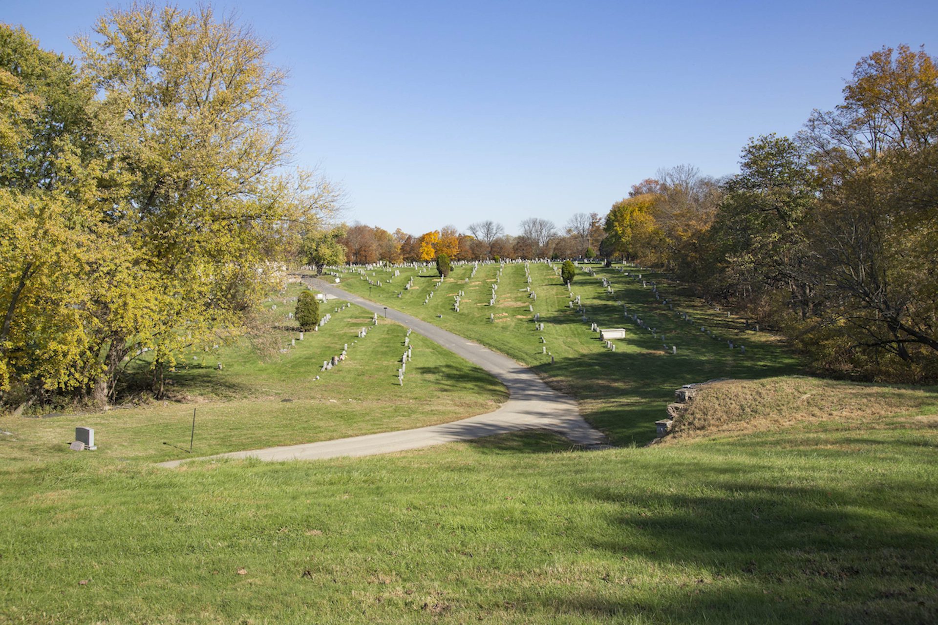 Eden is a "lawn cemetery," meaning its burials sit within a large, open lawn setting.
