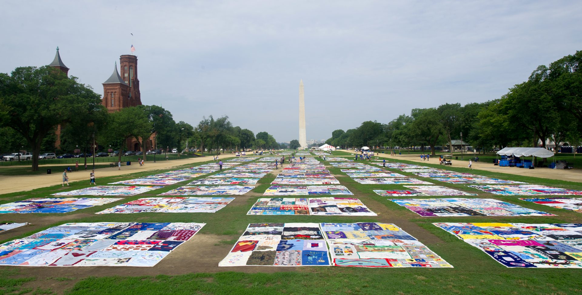 The AIDS Memorial Quilt is laid out on the National Mall on July 23, 2012, as part of the 19th International AIDS Conference.