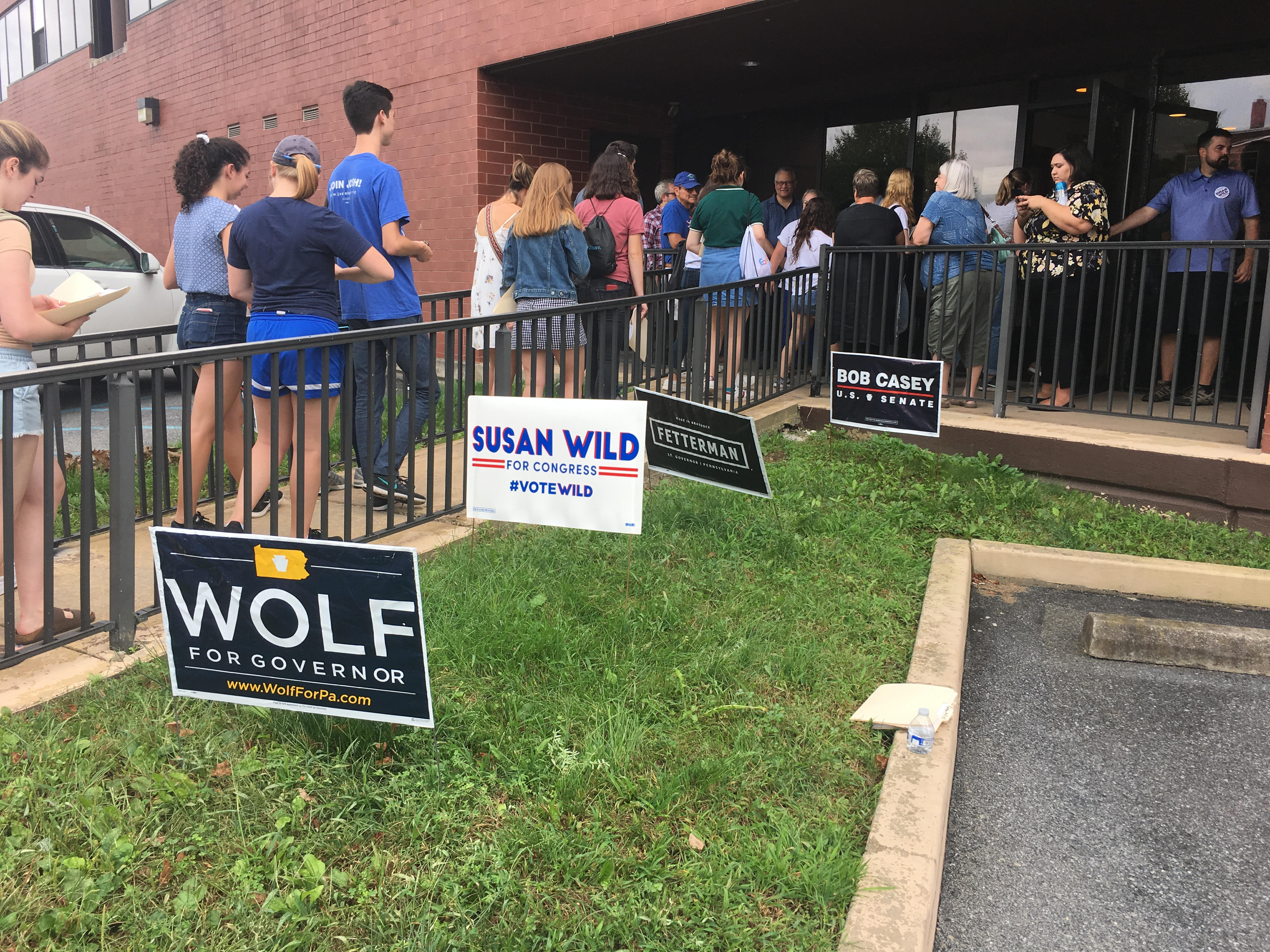 Volunteers from the University of Pennsylvania gather at a Democratic campaign office in Easton on Sept. 15, 2018.
