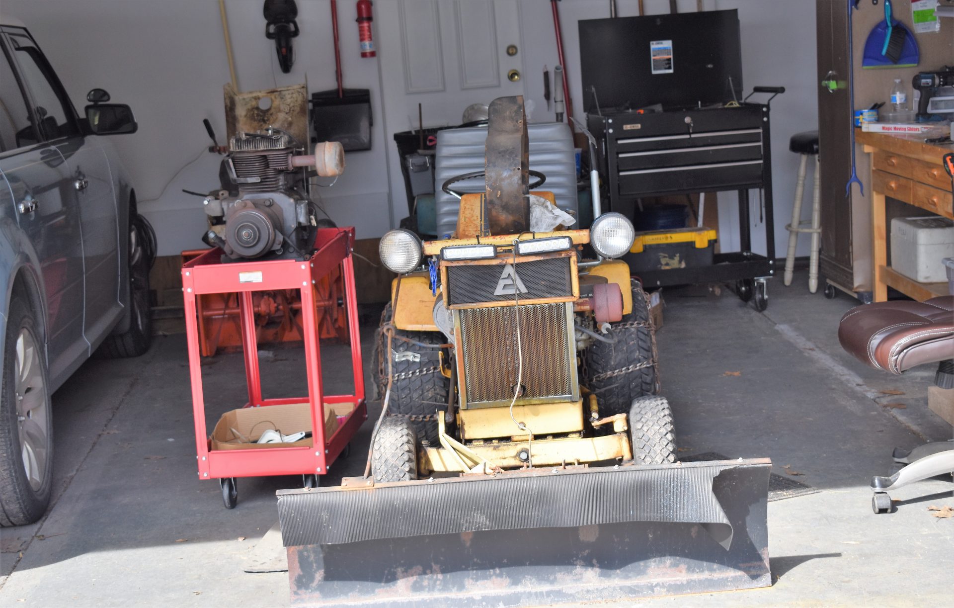 One of Bob Smith's little tractors is seen in his garage on March 11, 2019.