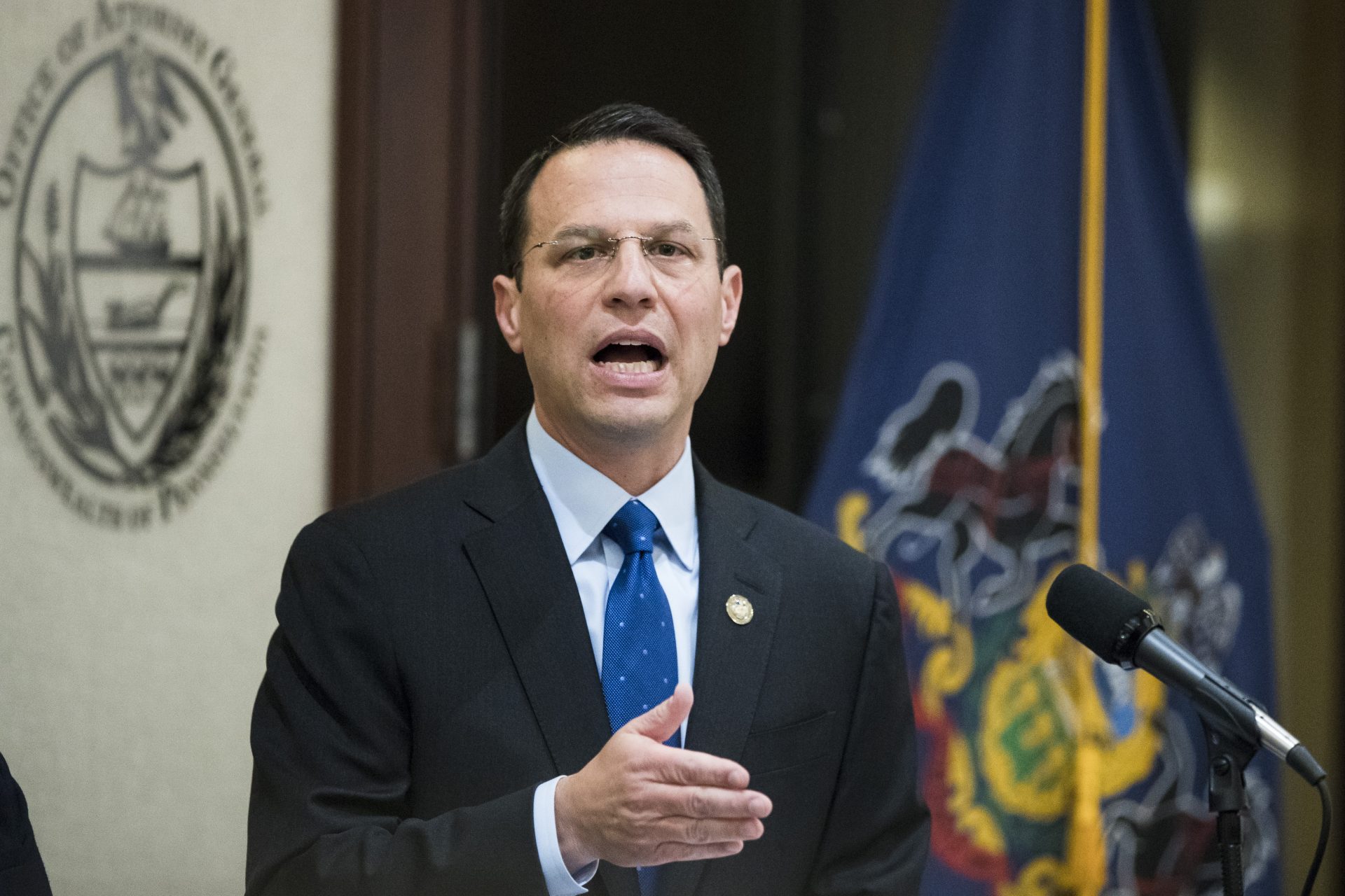 Pennsylvania Attorney General Josh Shapiro speaks during a news conference in Philadelphia, Tuesday, May 14, 2019.