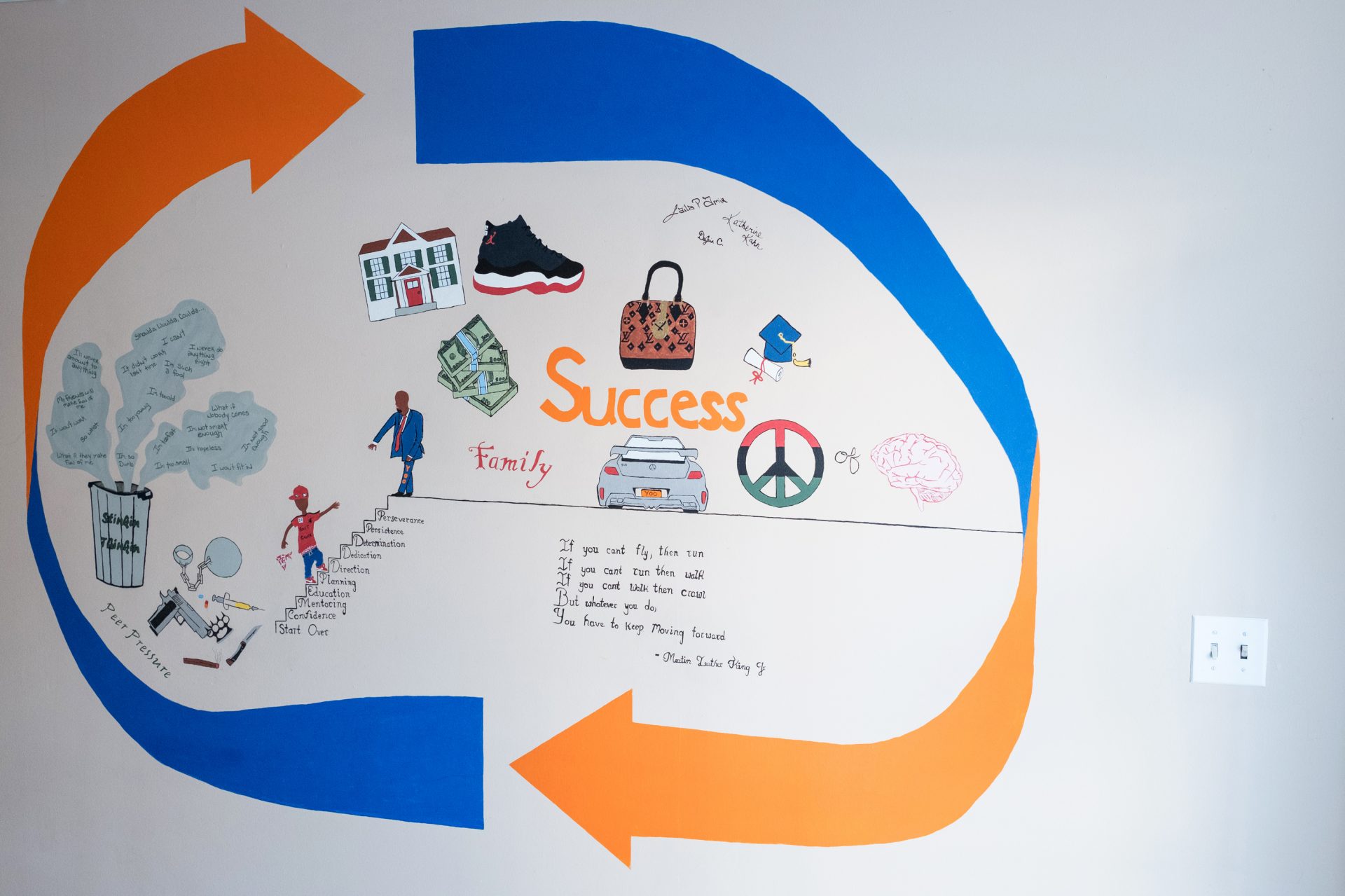 A mural at the Albany Youth Opportunity Office was created by a former gang member and shows paths to success.