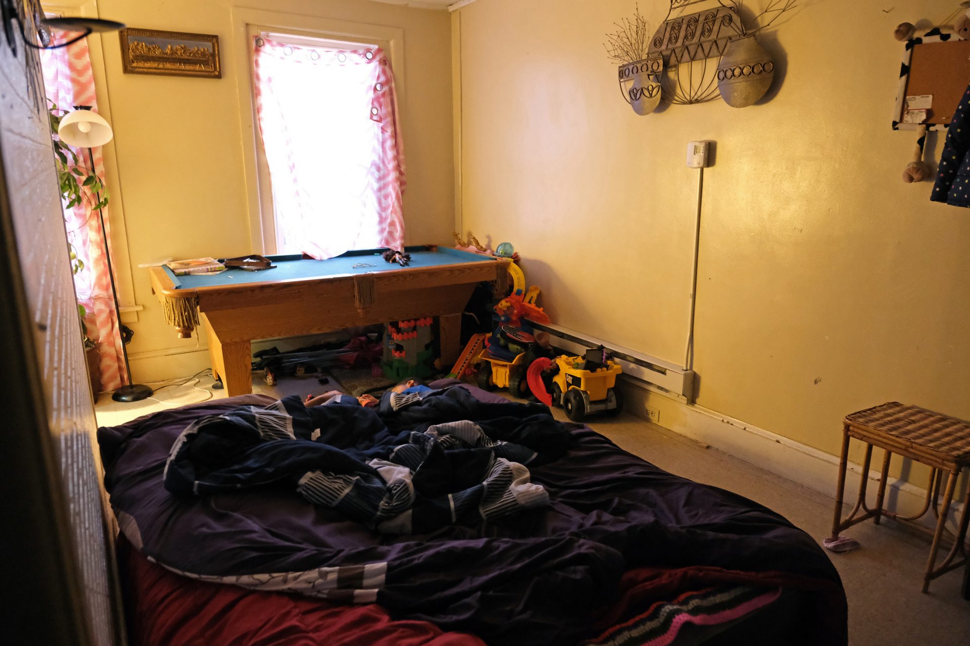 The room where Javonna Lee and her family have been sleeping in her sister's apartment.