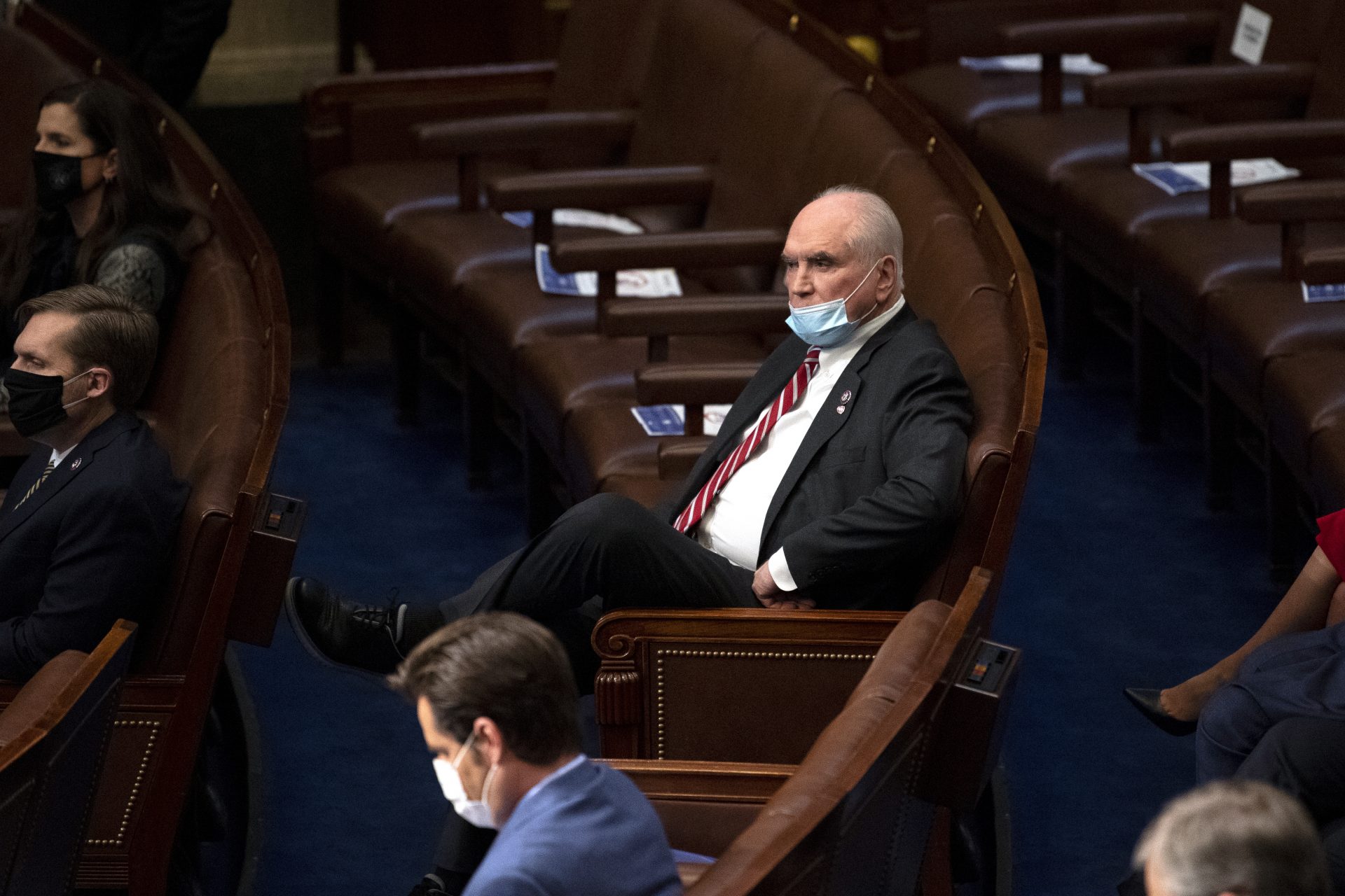 Rep. Mike Kelly, R-Pa., looks on in the House Chamber after they reconvened for arguments over the objection of certifying Arizona’s Electoral College votes in November’s election, at the Capitol in Washington, Wednesday, Jan. 6, 2021.