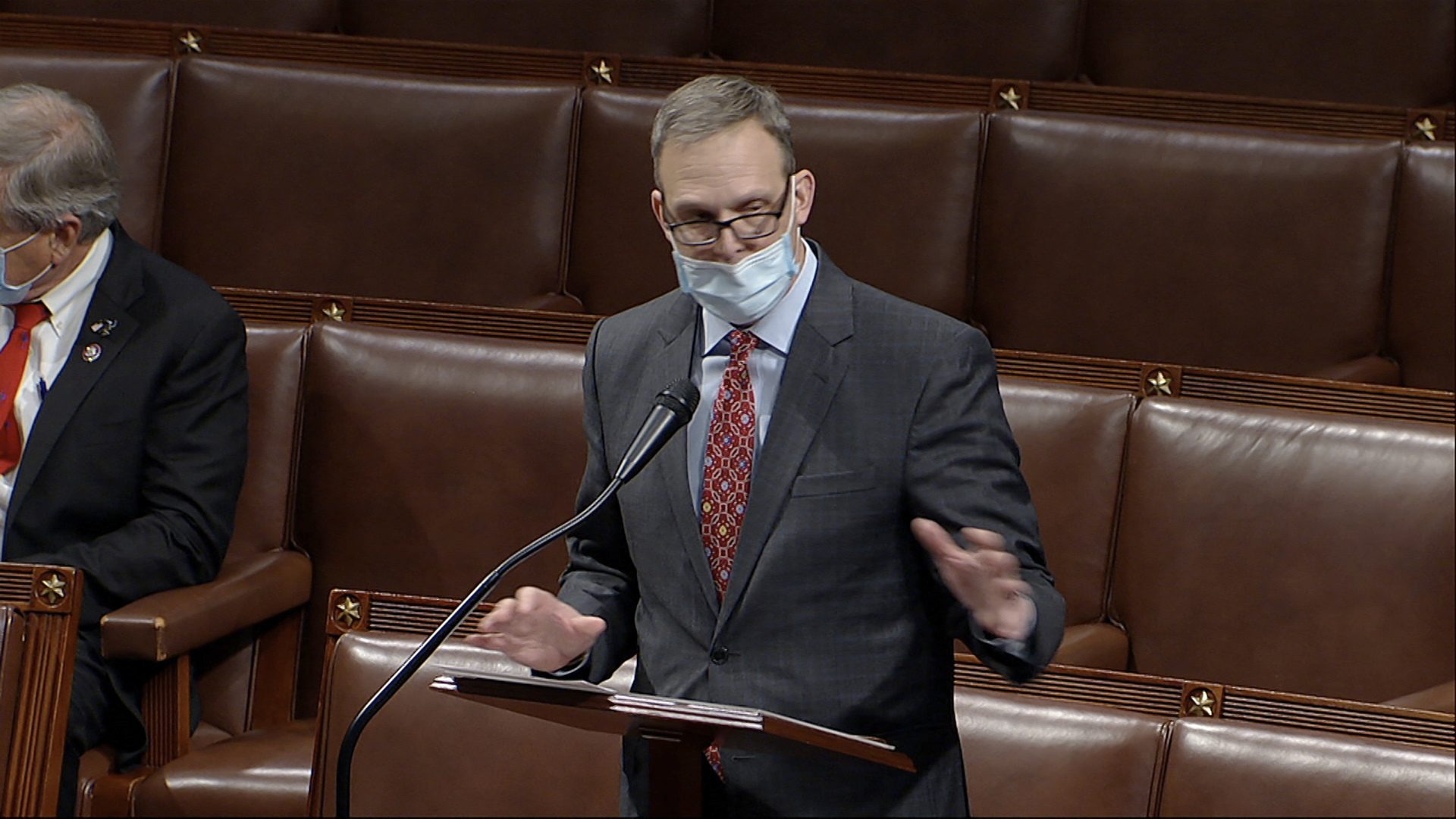 In this image from video, Rep. Scott Perry, R-Pa., speaks as the House debates the objection to confirm the Electoral College vote from Pennsylvania, at the U.S. Capitol early Thursday, Jan. 7, 2021.