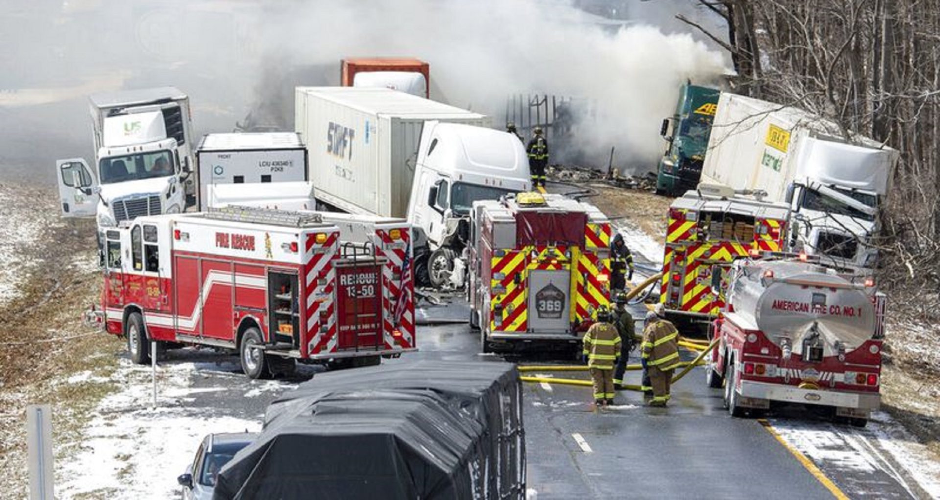 Interstate 81 North near the Minersville exit, Foster Twp., Pa., was the scene of a multi-vehicle crash on Monday, March 28, 2022.