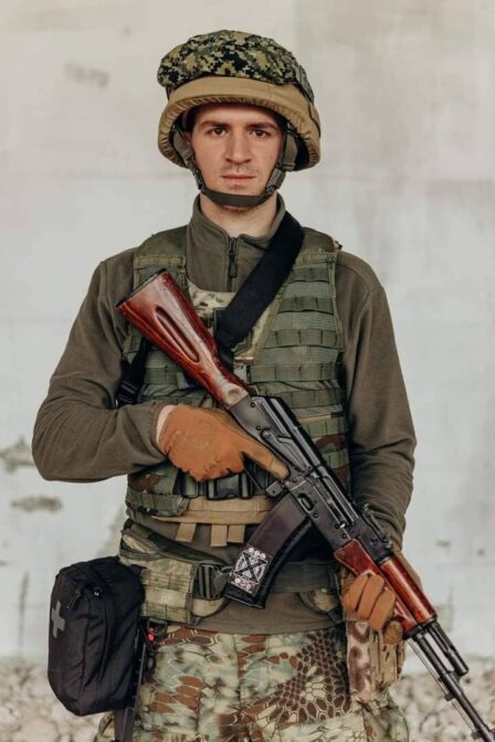 Alex Coburn, pictured in his uniform with the Territorial Defense, from Lebanon County returned to his home country of Ukraine with the intention of being a missionary but as war broke out his mission changed. 