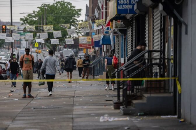 Kensington residents said people in the encampments on Kensington Avenue had spread out to the neighborhood’s side streets after officials swept the area on May 8, 2024. (Kimberly Paynter/WHYY)