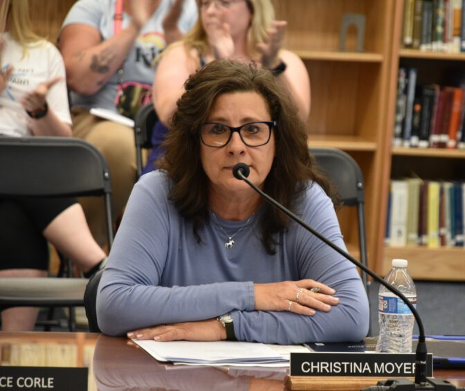 New appointee to the Oley Valley School Board Christina Moyer had the words "Heil Hitler" and a swastika on her garage in faded paint for several years. She said the words and symbol bled through a previous paint job and she has since painted over them again.
